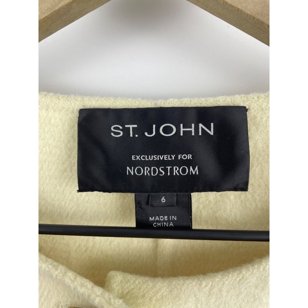 St. John Women's 6 Cashmere Wool Angora Old Money Neutral Blazer Cream - Picture 5 of 8